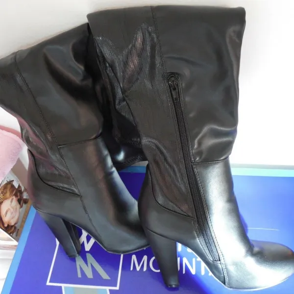 Womens Faux Leather Snake Skin 4" Heel Boots 5.5M - Image 3