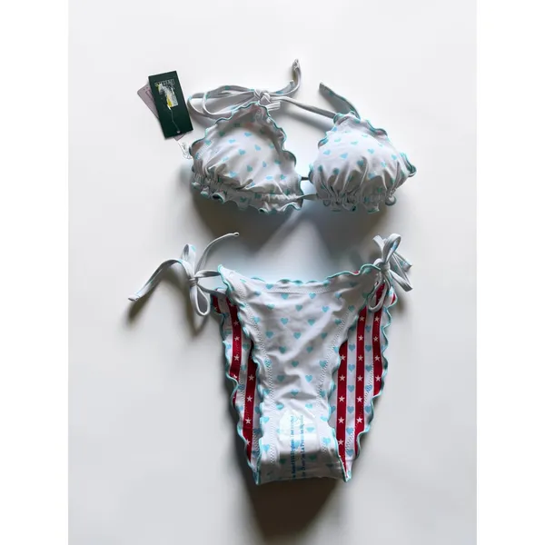 Wild Fable Reversible Bikini Set XS Stars‎ Stripes Hearts Ruffle Americana NWT - Image 3