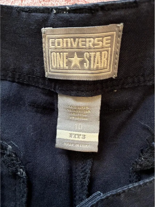 Converse One Star Wide Leg Pants Navy Blue Linen Blend Size 10 Fit 3 Beach Boho - Image 7