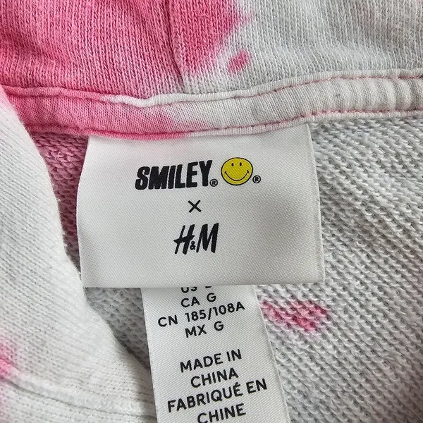 H&M Smiley Collaboration Positive Pullover Hoodie Women's Size Large Tye Dye - Image 7