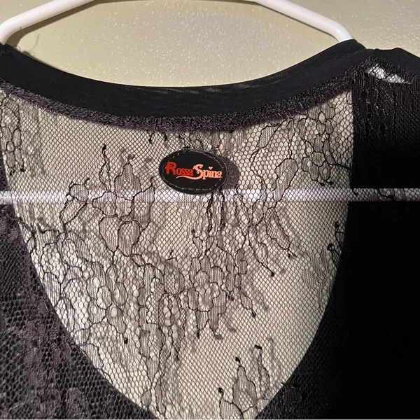 Rossaspina Women's Tank‎ Top Black Scoop Neck Lace Back Tango Dance Stretch - Image 8