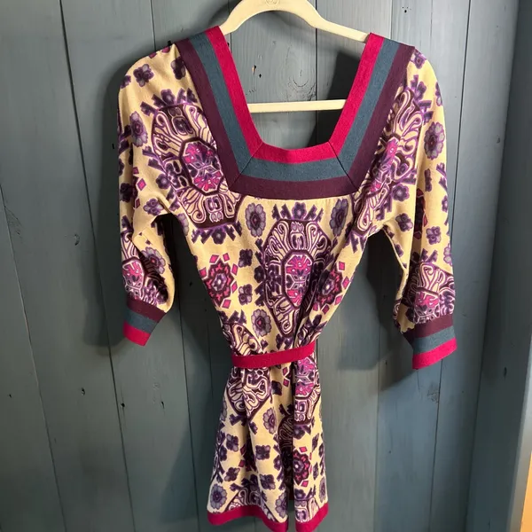 Free People Multicolor Patterned Belted Sweater | Size Medium - Image 3