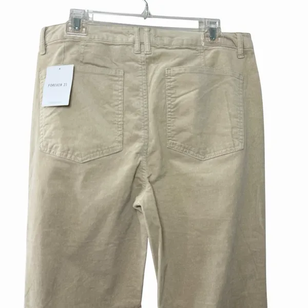 NWT Forever 21 Corduroy Flare Pants‎ Women's Size XL Tan Distressed Y2K Boho - Image 5