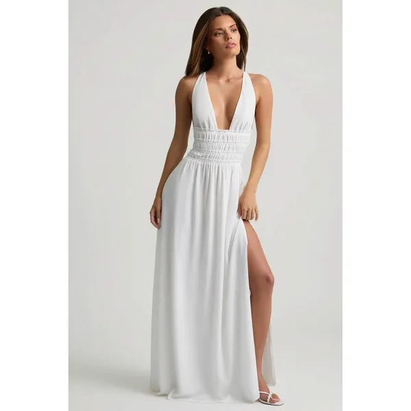 Oh Polly Pryana White Plunge‎ Cross Back Maxi Dress NWT Size US 2 - Image 8