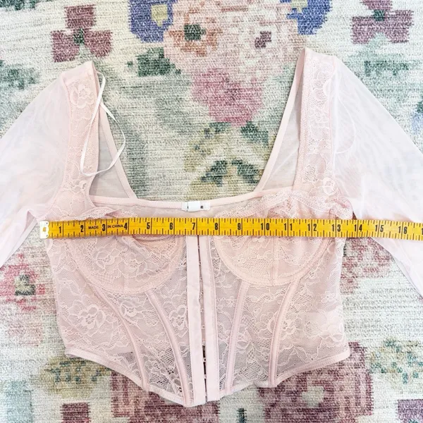 Garage Womens Sheer Lace Corset Top Small Pink Coquette Fairy Dainty Romantic - Image 4