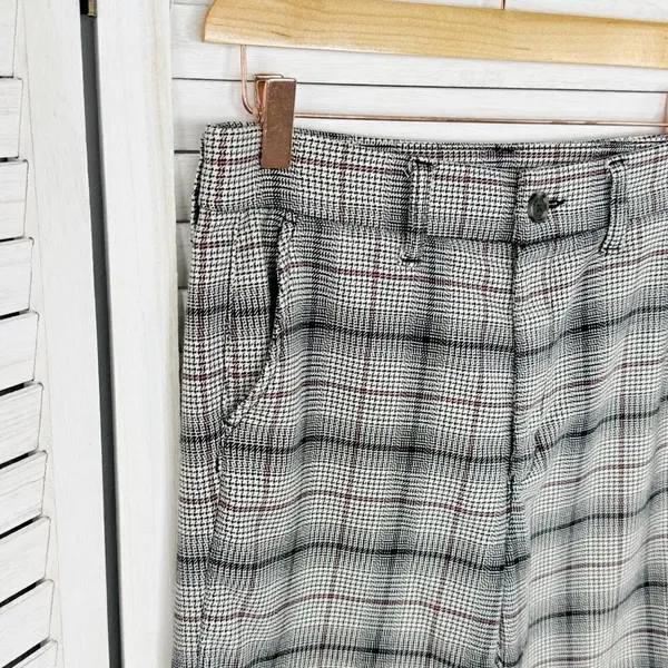American Eagle Outfitters Plaid Flannel Super High‎ Rise Skinny Trousers Beige 4 - Image 4