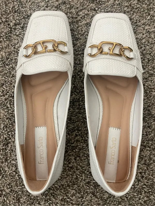 Women’s Franco Sarto Tiari Chain Square Toe Woven Loafer White Size 8 - Image 2