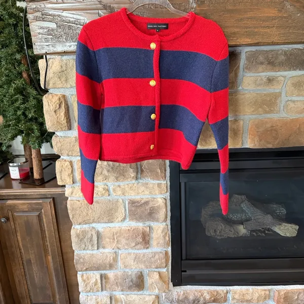 English Factory Striped Knit Cardigan - Image 2
