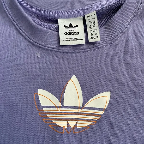 NWOT Adidas Originals Streetball Streetwear Cropped Oversized Sweatshirt Purple - Image 11