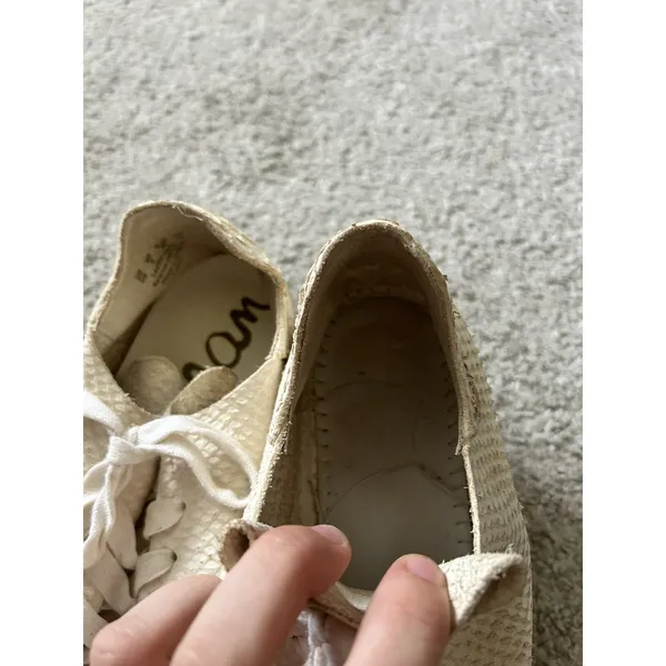 Pippy Snakeskin-Embossed Leather Platform Sneakers Sam Edelman Sz‎ 8 - Image 4