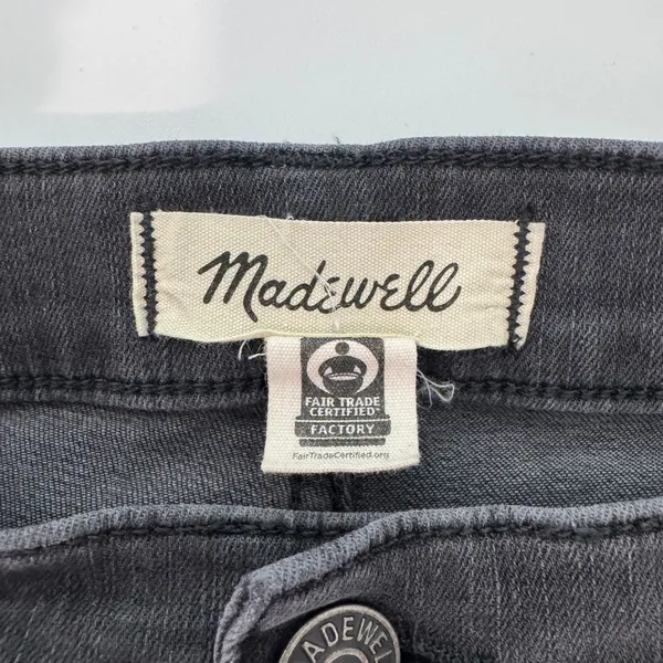 Madewell Flared Wide-Leg Jeans Size 31P‎ Gray Raw Hem High Rise Stretch Denim - Image 9