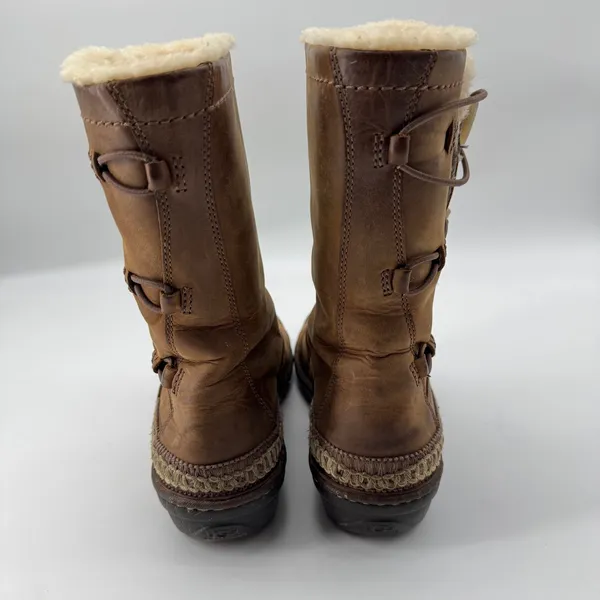 UGG Kona Leather Shearling Boots 9 Brown Tan Suede Toggle 5156 Winter Aspen Cozy - Image 6