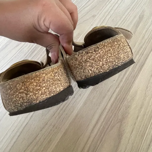Birkenstock Tan Leather Sandals with Gold Accents - Image 4