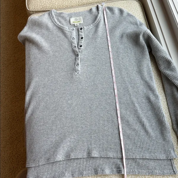 OFFLINE by Aerie Gray Waffle Knit Henley Long Sleeve Shirt S - Image 11