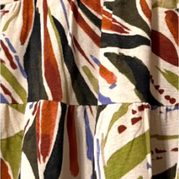 Monteau Los Angeles XS Maxi Dress adjustable straps elastic under bust leaf fall - Image 4