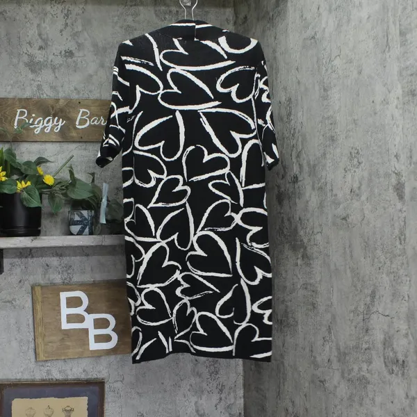 NWT London Times Mockneck Short Sleeve Mini Sweater Dress Black / White XL - Image 6