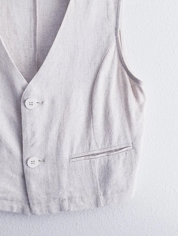 Pink Lily Cream Button Vest - Image 3