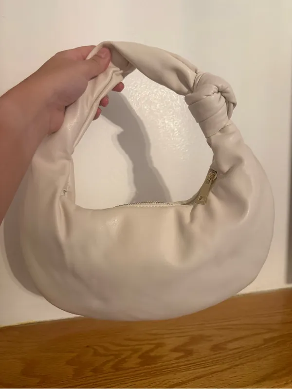 Melie Bianco Knotted Handle Hobo Bag in Light Beige - Image 3