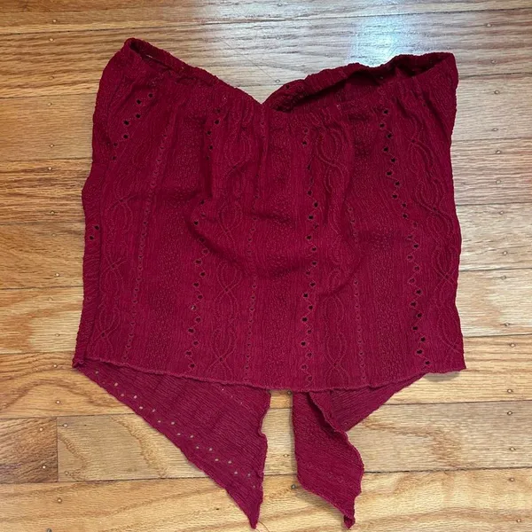 Burgundy Eyelet Tube Top - Image 2