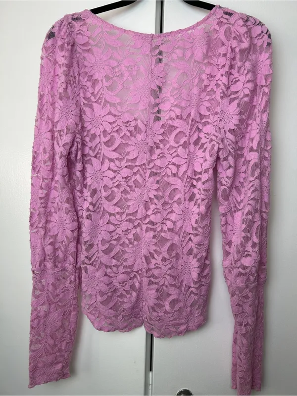 Free People Intimately Floral Lace square Neck Long Sleeve Top - Pink - Image 4