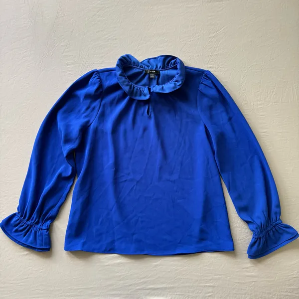 J.CREW Ruffle neck Crepe Blouse - Image 2