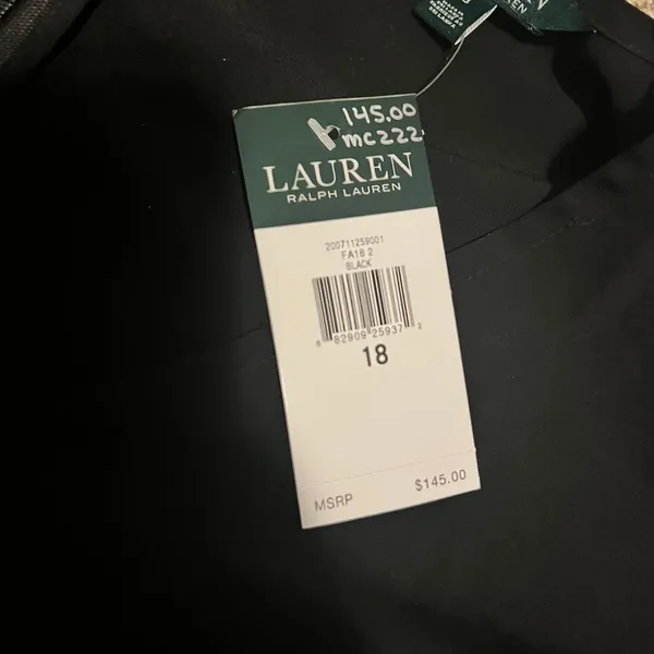 Lauren Ralph Lauren Elegant Black Flutter Sleeve Cocktail Dress V-Neck Evening‎ - Image 4