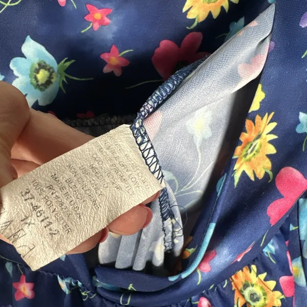 Vintage Plus Size 1X Womens Top MuuMuu Shirt Peasant Hawaiian Floral‎ Boho Blue - Image 7