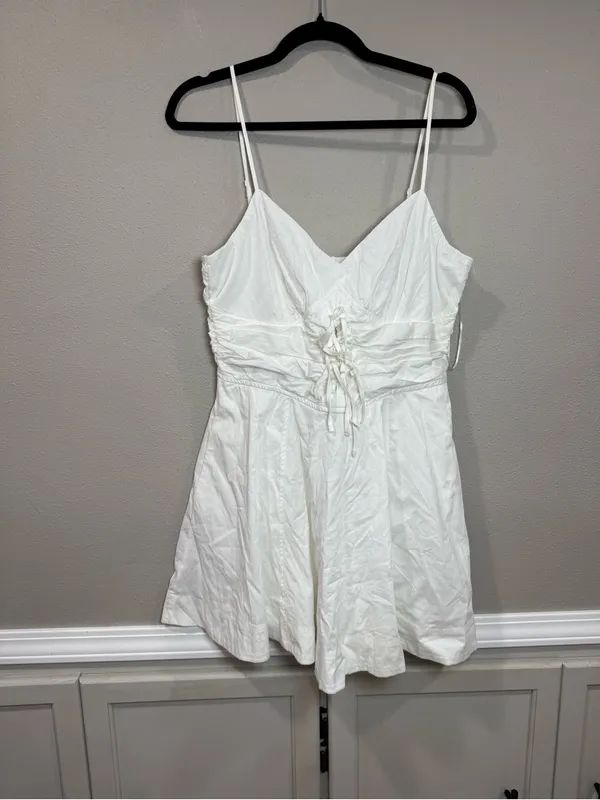 NWT Camille Tie Front Mini Dress White Size L - Image 2