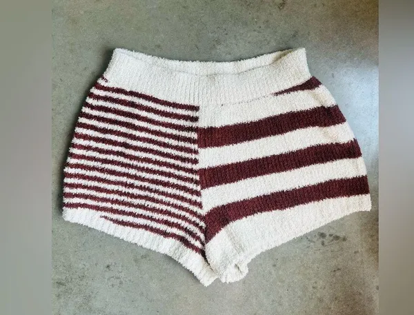 Free people stripe Orlanda brown white knit shorts large nwot - Image 2