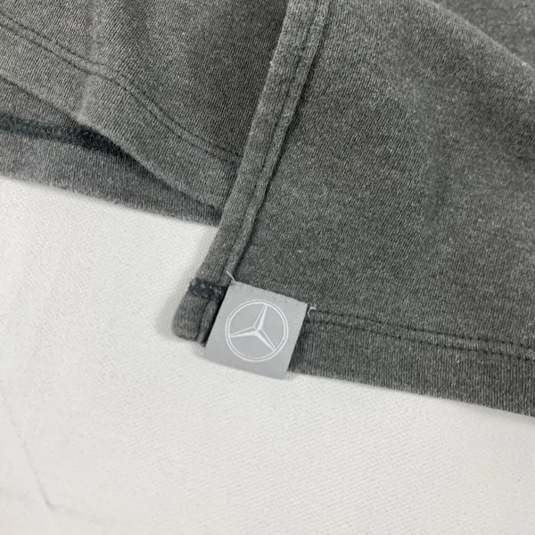 Mercedes-Benz Sweater Womens Large Gray Open Front Cardigan Cotton Logo - Image 2