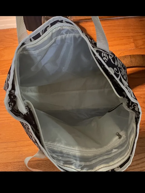 New Direction black & ivory printed canvas tote - Image 4