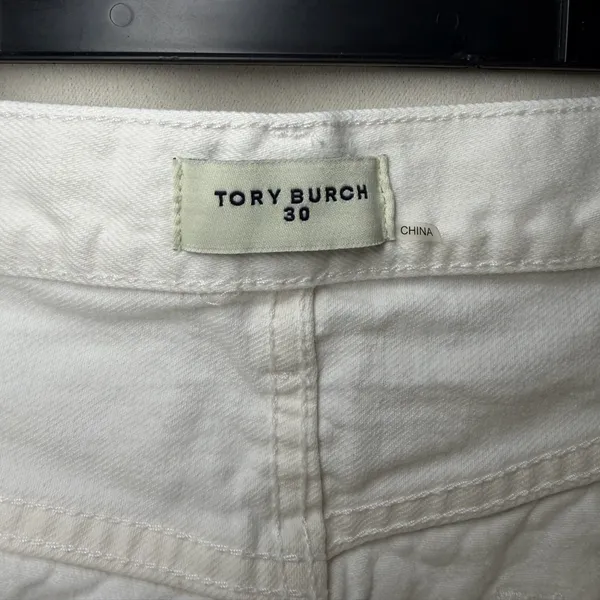 Tory Burch White Raw Hem Cropped Denim‎ Jeans Size 30 - Image 3