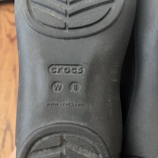 CROCS Womens Kelli Ballet Flat Size 8 Black Rubber Slip On Shoe Casual Cutouts - Image 6