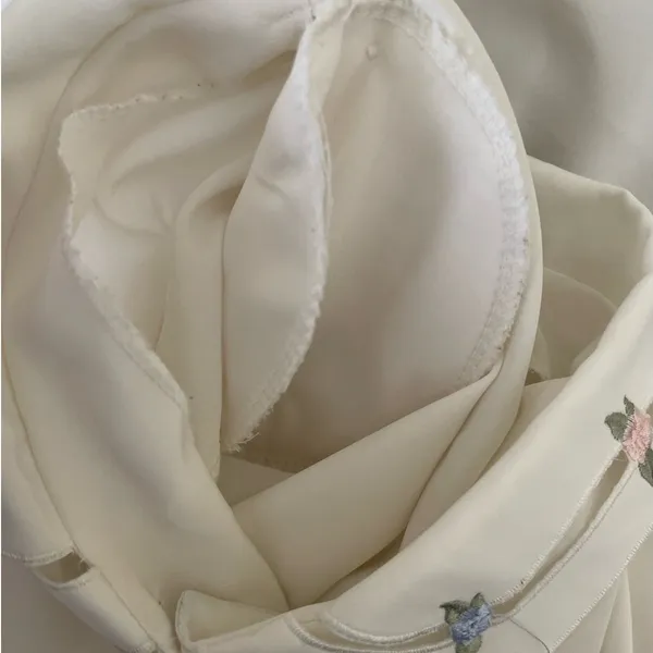 VTG Bryn‎ Connelly Women Blouse 12 Ivory Sheer Embroidered Peter Pan Collar - Image 6
