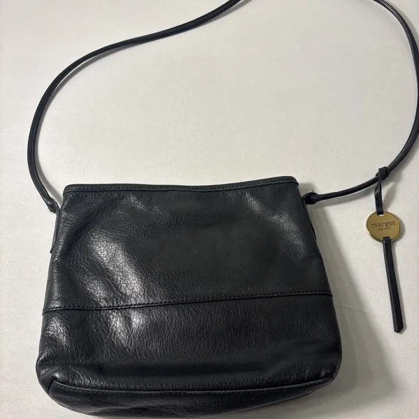 Margot‎ New York Womens Crossbody Purse Black Leather Zip Top Turn Lock Pocket - Image 4