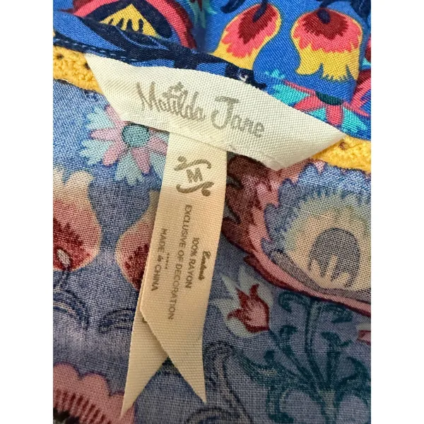 Matilda Jane Splendid Floral Tie Neck Dress‎ Boho Cottagecore Rayon Medium - Image 5