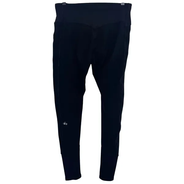ALO Yoga High-Waist Alosoft Lounge Leggings Black Ribbed Size Small - Image 7