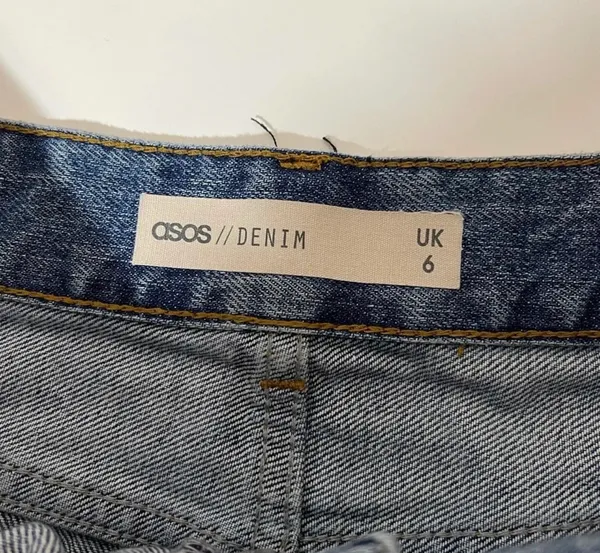ASOS Denim Micro Mini Skirt Dark Wash Mid-rise Frayed Hem - Image 7