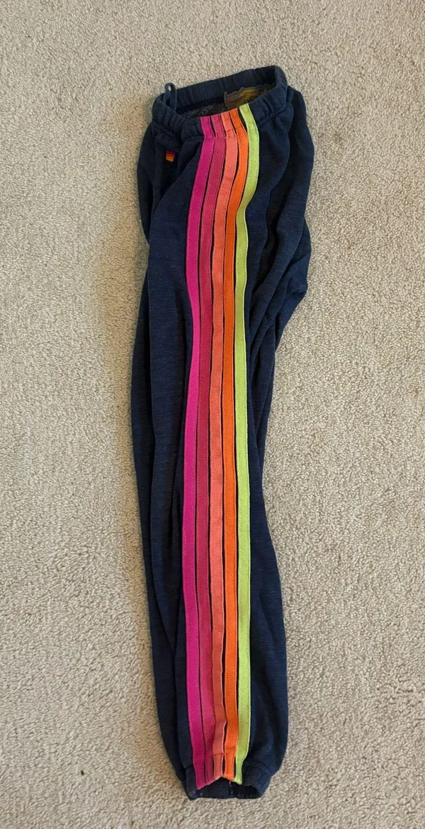 Aviator Nation Sweatpants 5 STRIPE SWEATPANTS CHARCOAL NEON - Image 3