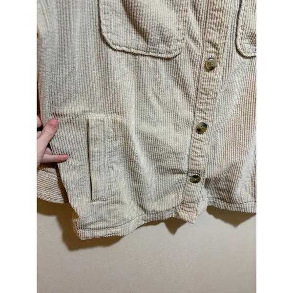 Aerie Size L Corduroy Shacket Shirt Jacket Cream Button Down Front - Image 5