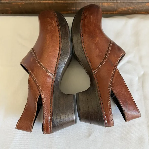 Dansko Pearl Leather‎ Slingback Heeled Clogs Sz 39 (8.5/9 US) Professional Nurse - Image 4