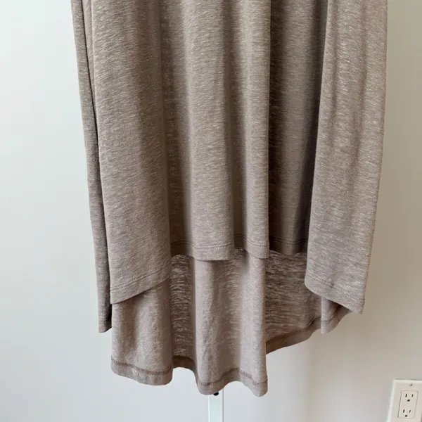 REVIR Linen Relaxed Boho Beachy Slouchy High Low Racerback Tank Dress S/M Taupe - Image 5
