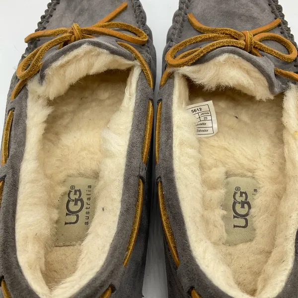 UGG GREY LEATHER MOCCASIN‎ SLIPPERS - Image 7