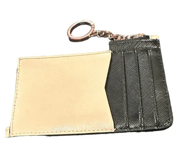 KATE SPADE BLACK BEIGE COIN KEY RING ID WALLET - Image 2