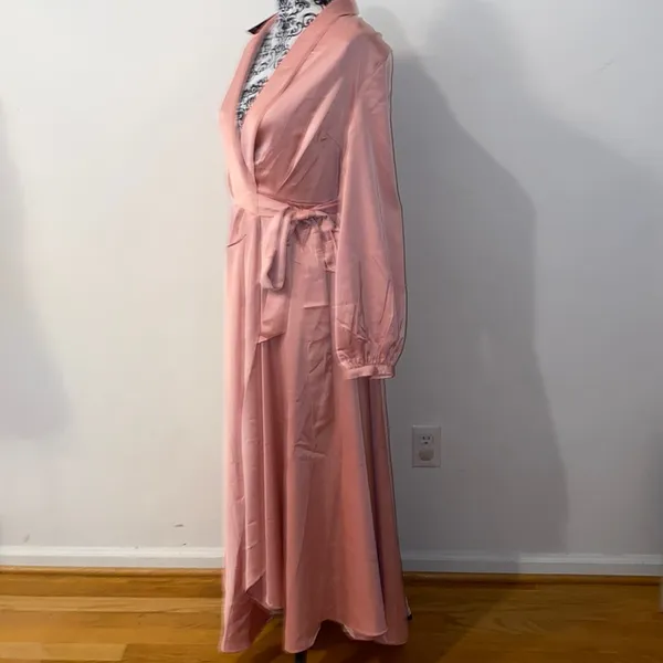 NWT! Nasty Gal Satin Long Sleeve Maxi Wrap Dress Size 6 - Image 7