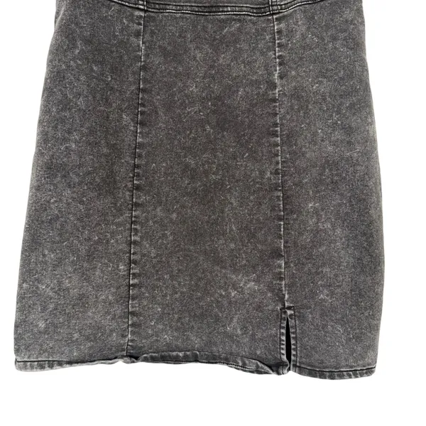 No Boundaries Black Denim Square Neck Pinafore Mini Dress Small Distressed‎ Grunge Goth Y2K - Image 8
