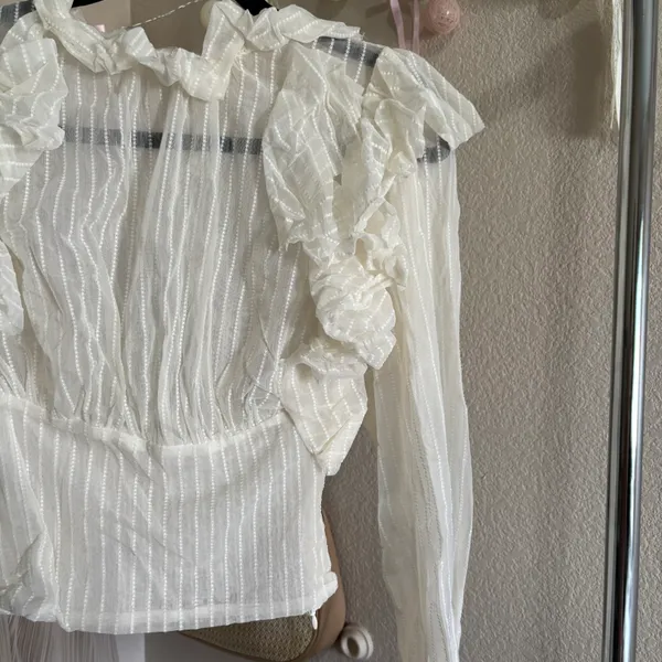 Babydoll Mesh Long Sleeve Top - Image 4