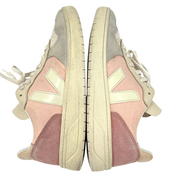 Veja V-10 Multico Colorblock Sneaker Suede Leather Pastel Pink Blue Cream Size 8 - Image 3