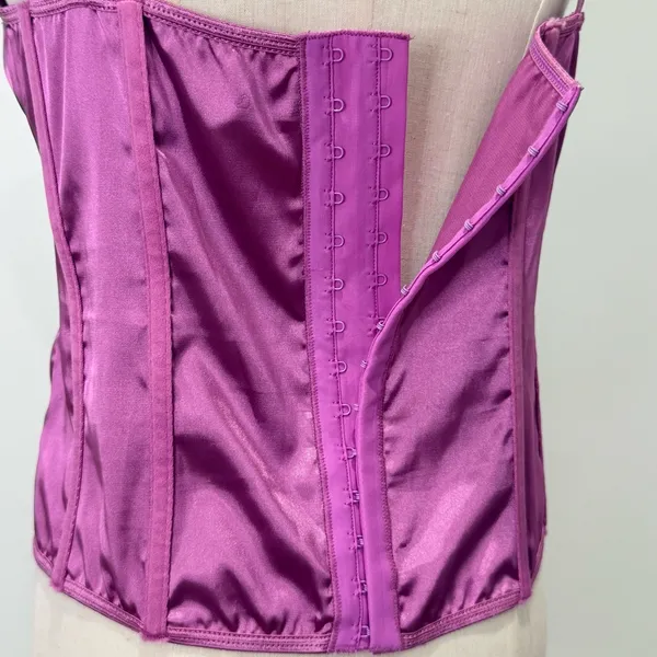 Vintage Victoria’s Secret Y2K Lace Corset Tank Top Large Pink Satin Goth Sexy - Image 5