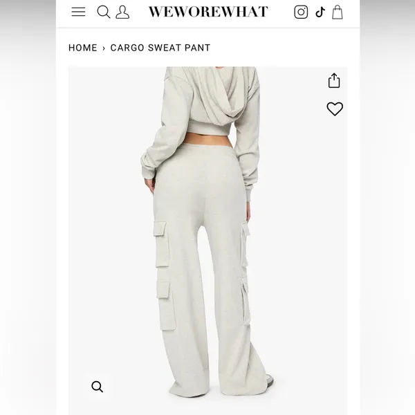 NWT WeWoreWhat Light Gray Zip-Up crop hoodie and Joggers Set XS - Image 3